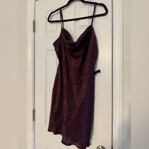 Bebe Deep Burgundy Satin Dress